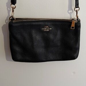 Coach Black Leather Purse with Gold Accents